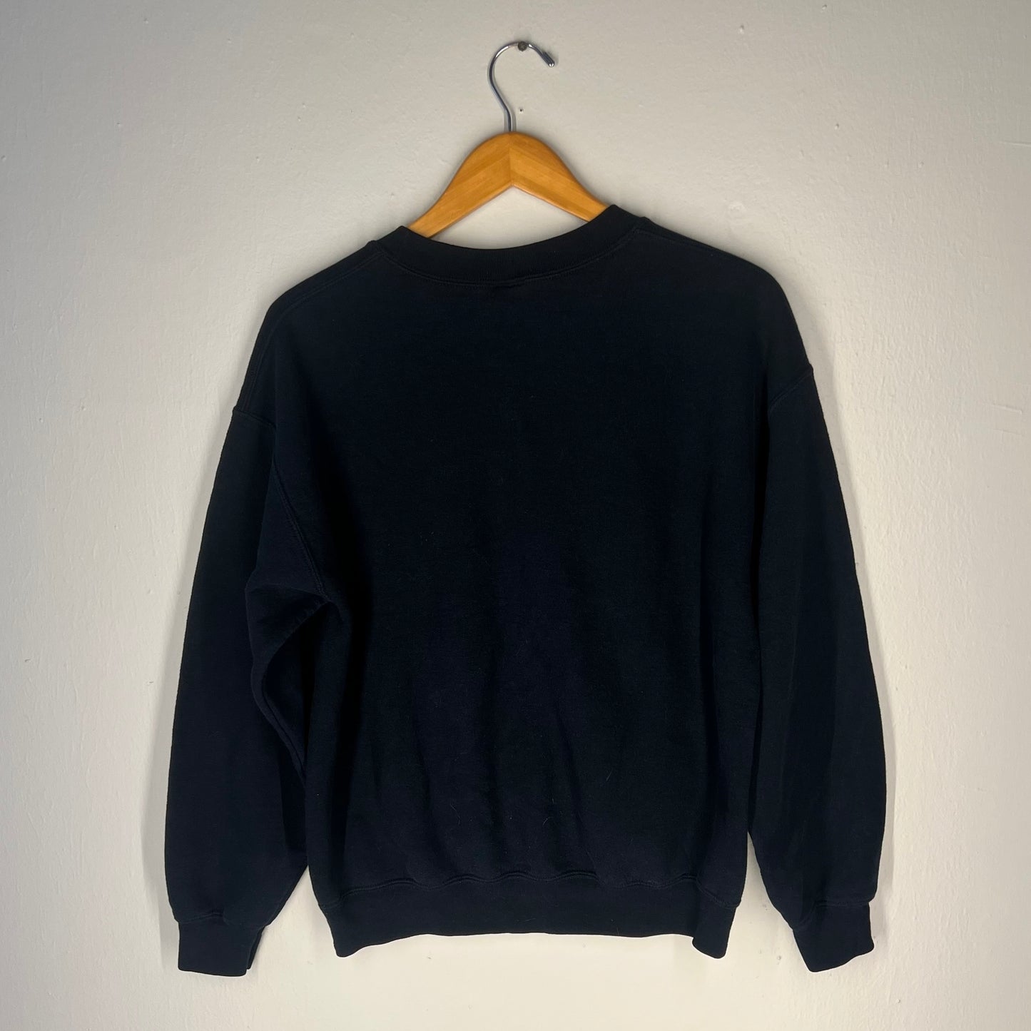 Back view of plain black sweatshirt
