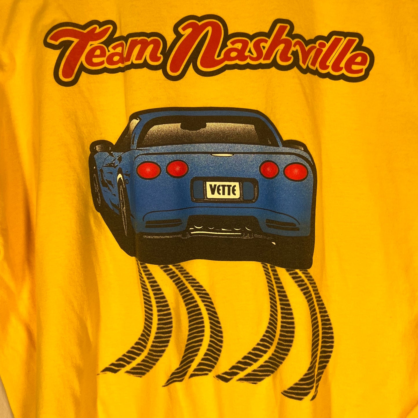 Close-up of Team Nashville Corvette rear car graphic