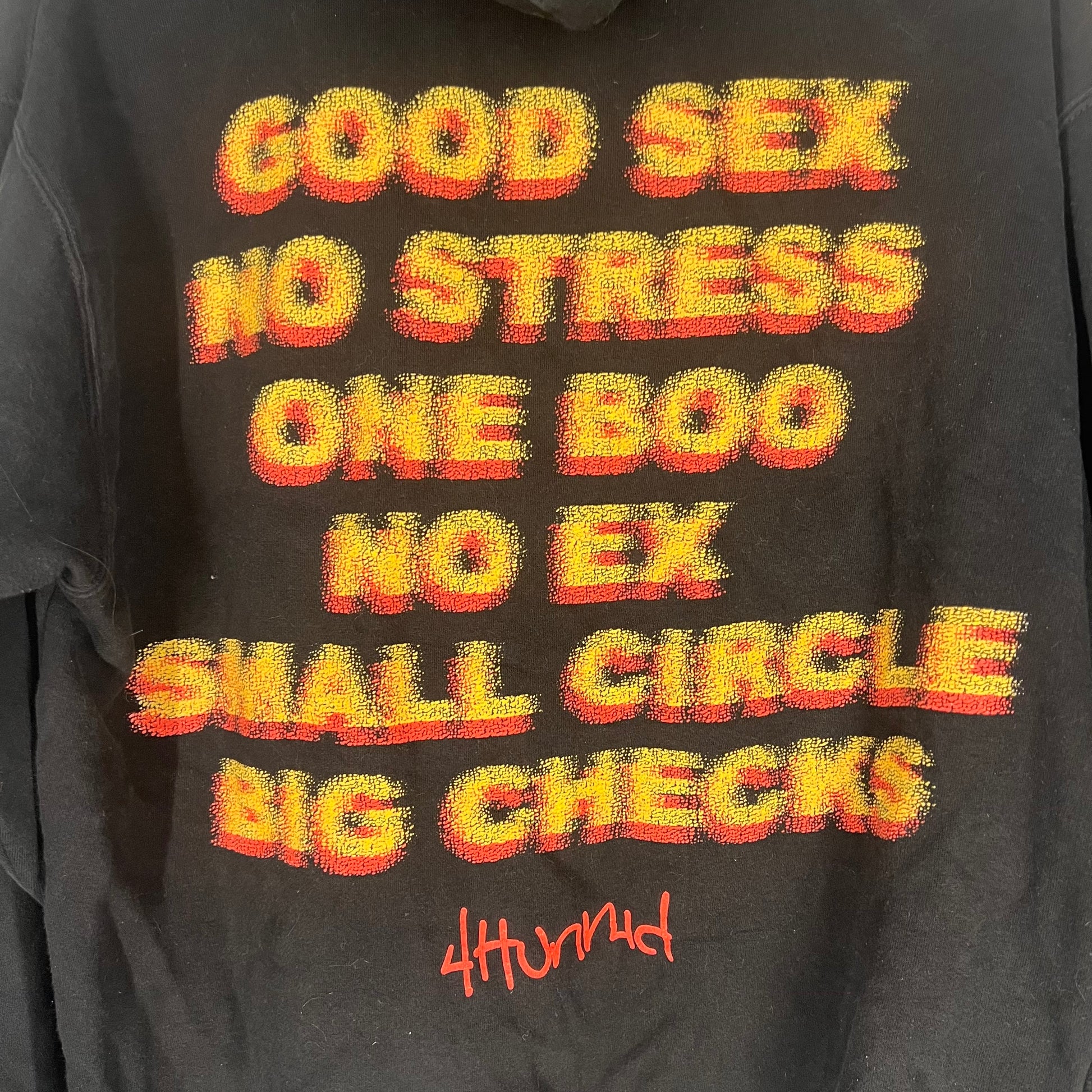 Close-up of multicolor graffiti text graphic