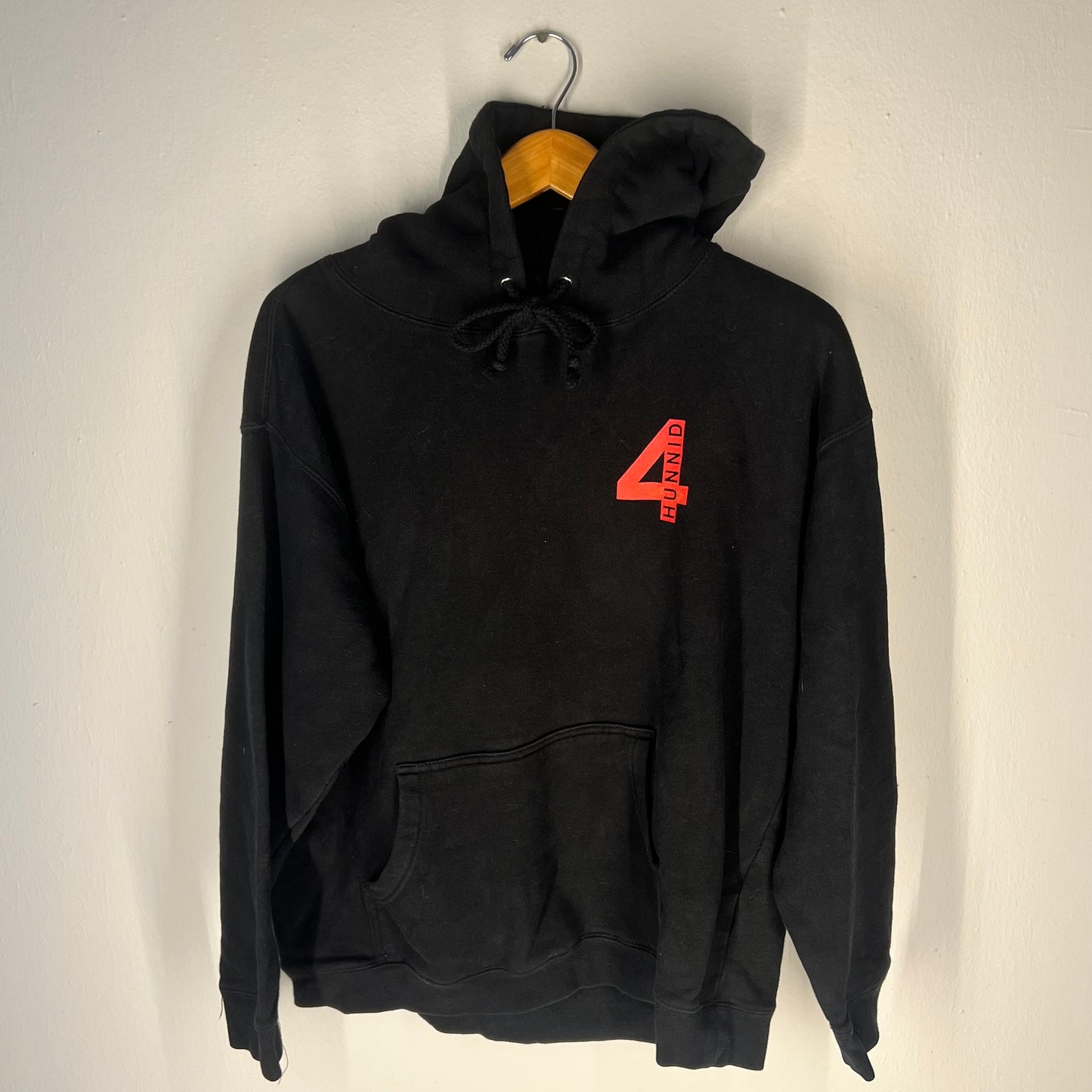 Front view of 4Hunnid “Good Sex No Stress” hoodie (black, Large)