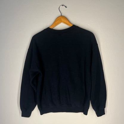 Back view of plain black sweatshirt
