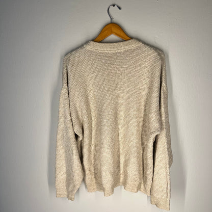 Back view of Bill Blass Menswear herringbone knit sweater
