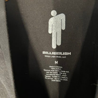 Interior label showing Billie Eilish logo and sizing details (Size M)