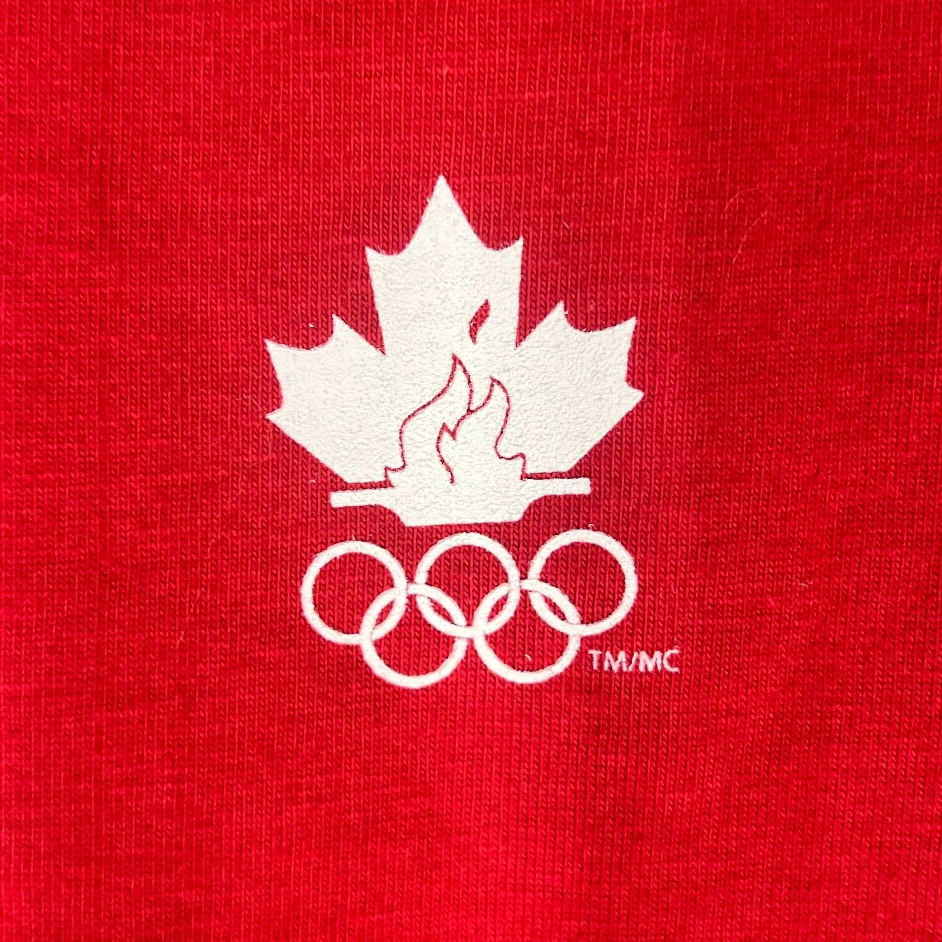 Close-up of Canadian Olympic logo printed under back collar
