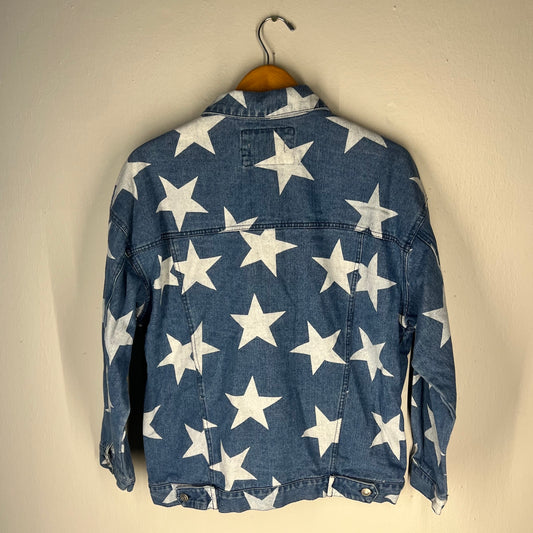 Back view of jacket showing full star print pattern