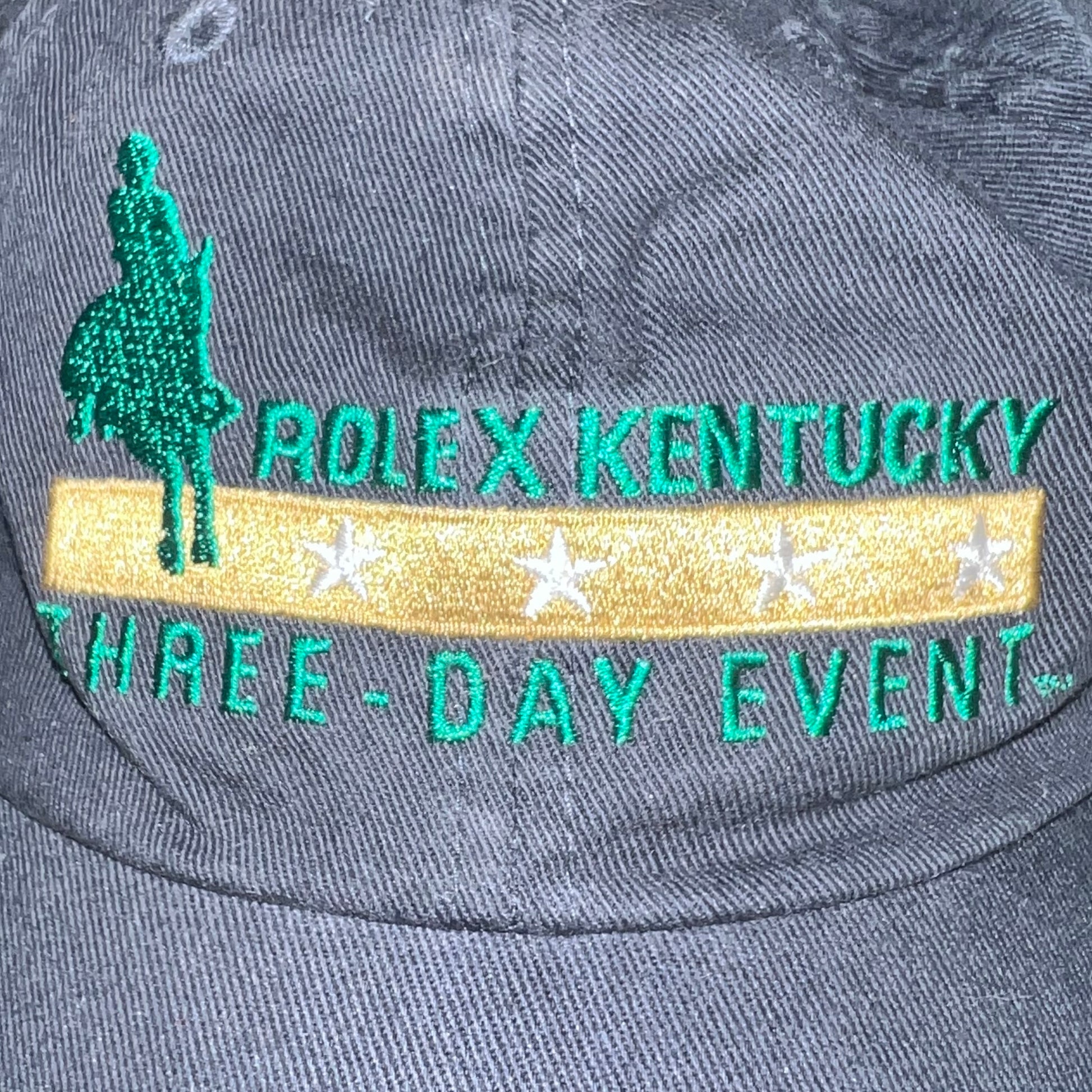 Close-up of front embroidery "Rolex Kentucky Three-Day Event"