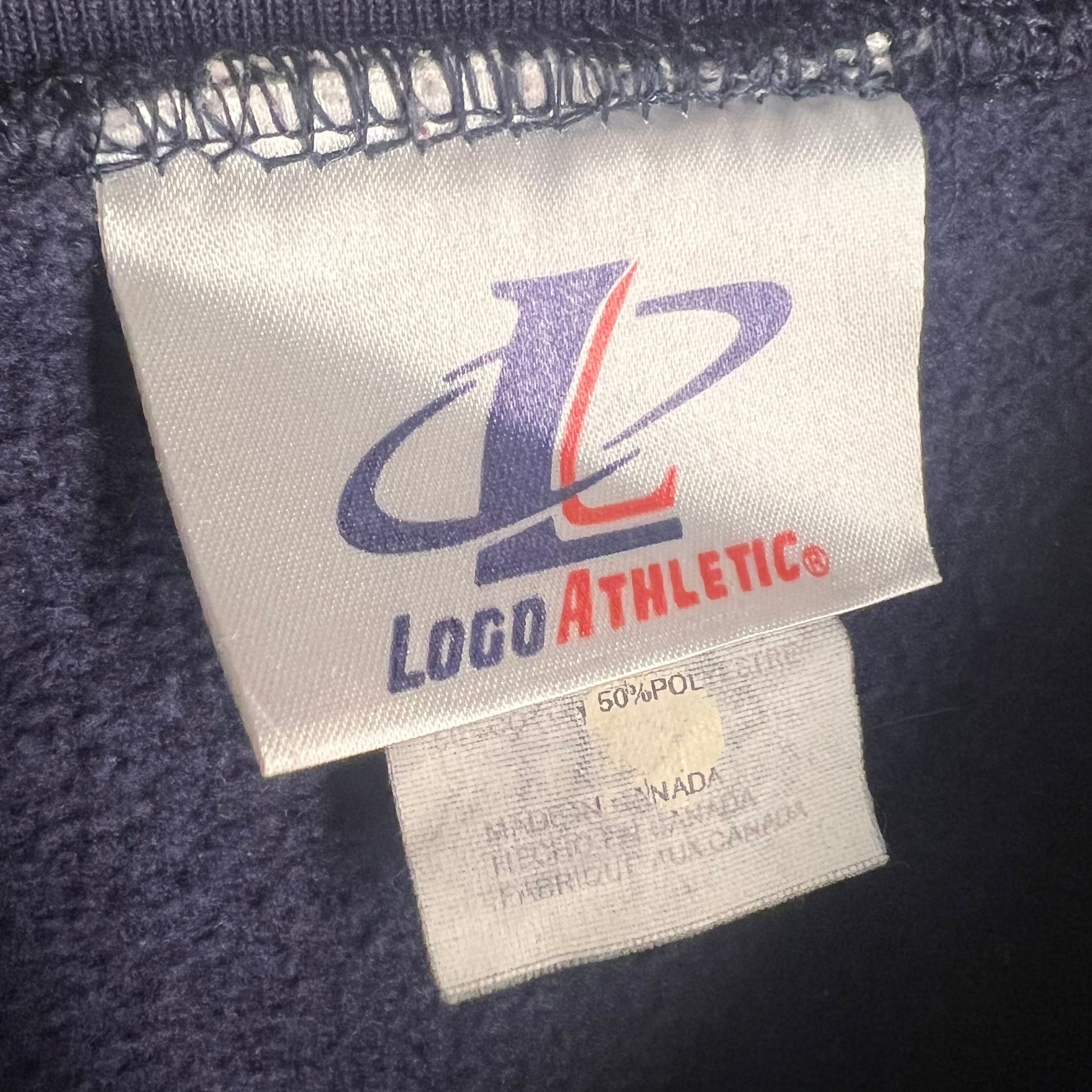 Logo Athletic woven neck tag with size and brand details